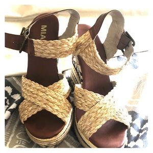 Mia raffia wedge sandals